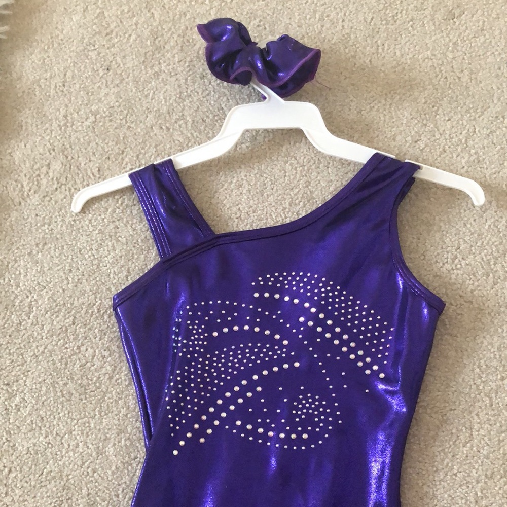 Purple Gymnastics Leotard w Scrunchie